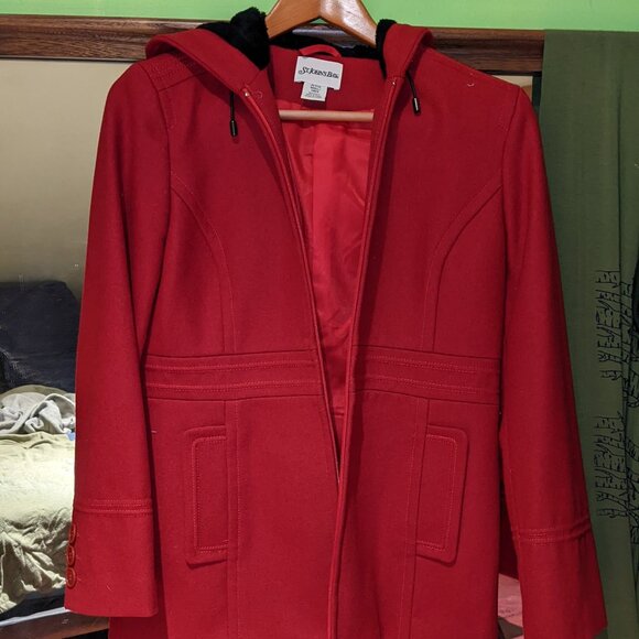 St Johns Bay red wool cashmere blend coat small - Picture 3 of 6